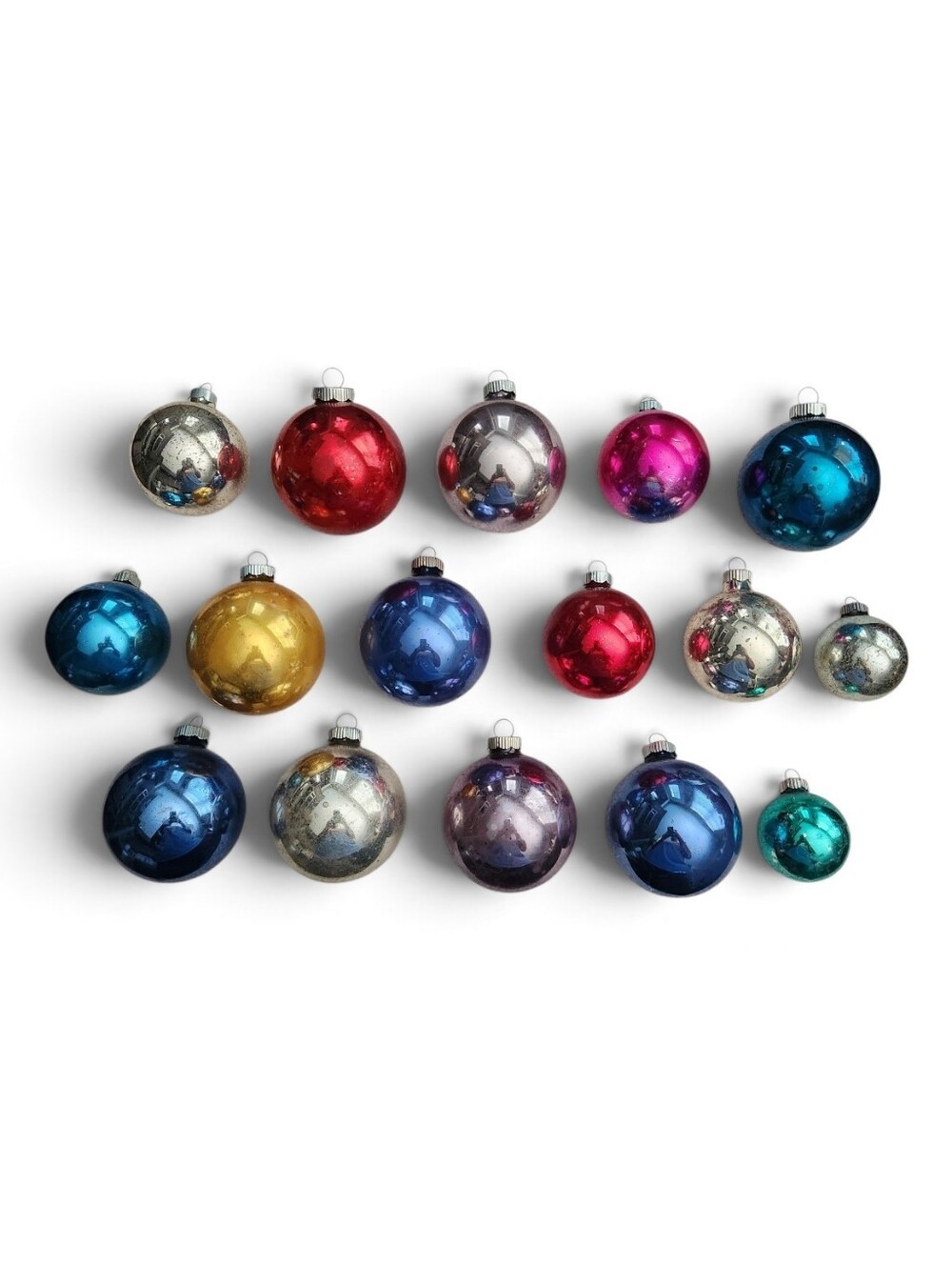 16 Vintage Shiny Brite Glass Christmas Ornaments Assorted Colors
